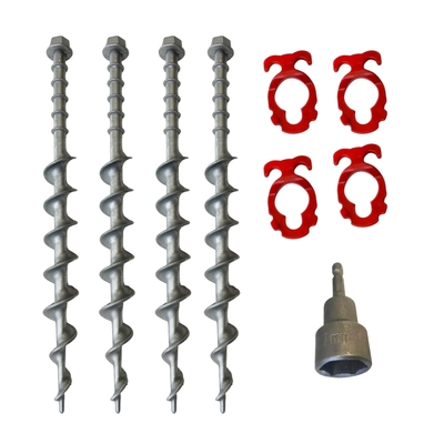 4X Large Alloy Screw In Peg and ABS Guy Rope Holder with 19mm Driver