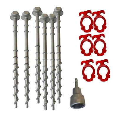 6X Medium Alloy Screw In Peg with ABS Guy Rope Holder with 19mm Driver